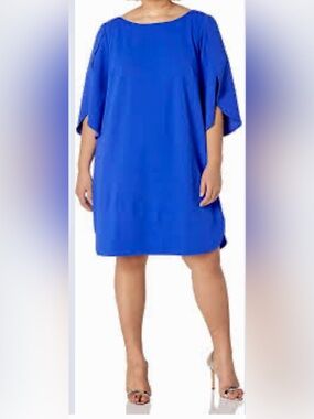 Vince Camuto Cobalt Blue Bell/Flutter Sleeve Shift Dress